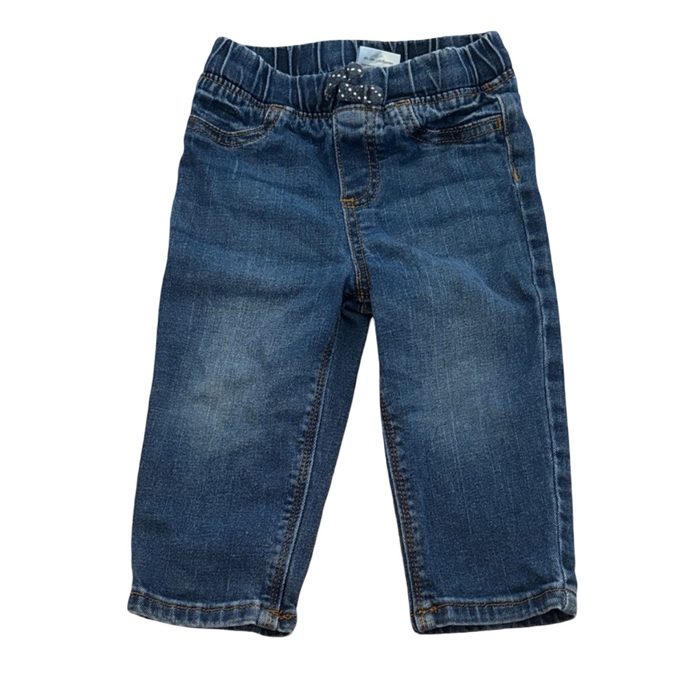 Baby Pull-On Denim Jeans 12M Elastic Waist Soft Stretch Blue